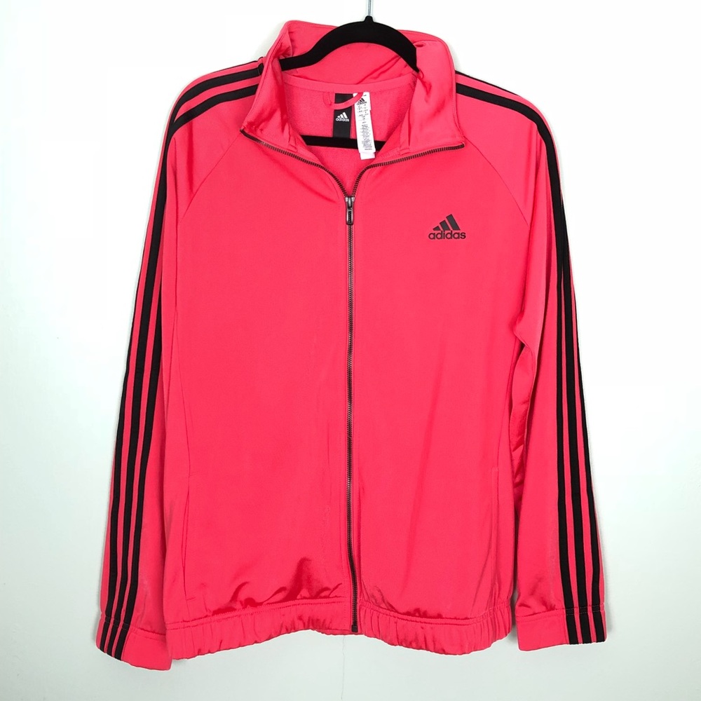 Adidas Pink & Black Zip Sweatshirt Stripes Large
